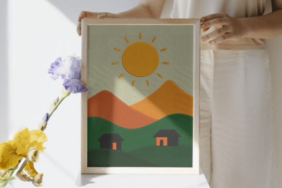 Sun over Village Embroidery Design Review for Business
